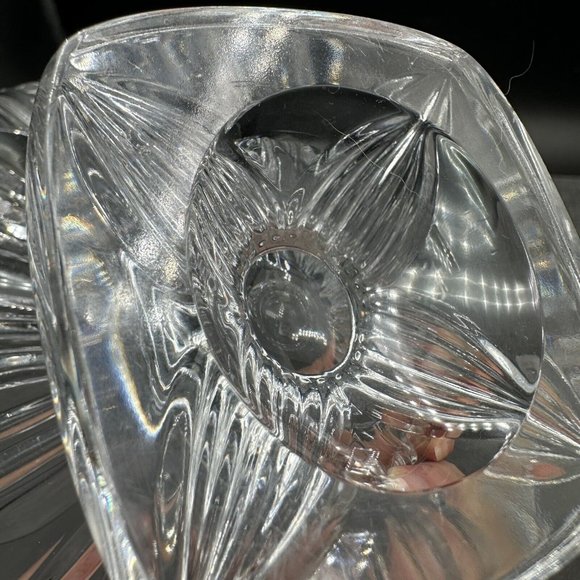 Vintage Crystal Bowl Candy Dish Footed Square Pedestal 24% Lead Czech Floral - Picture 12 of 12